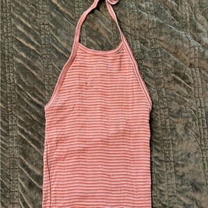 American Eagle Pink Ribbed Halter Top